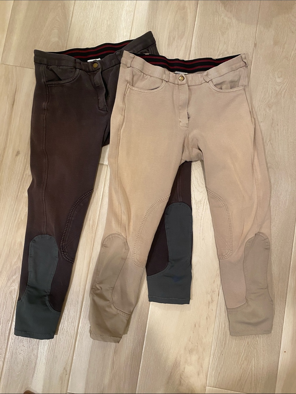 Kerrits Two-Tone Equestrian Breeches in Brown & Tan